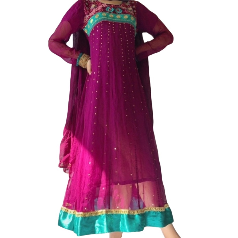🌸 Indian Purple kameez dress w sequins